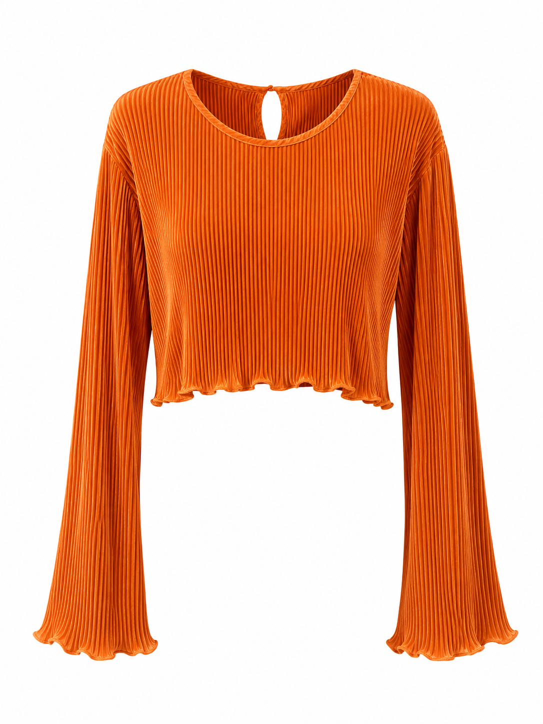 Crop-Top - ORANGE - plissiert