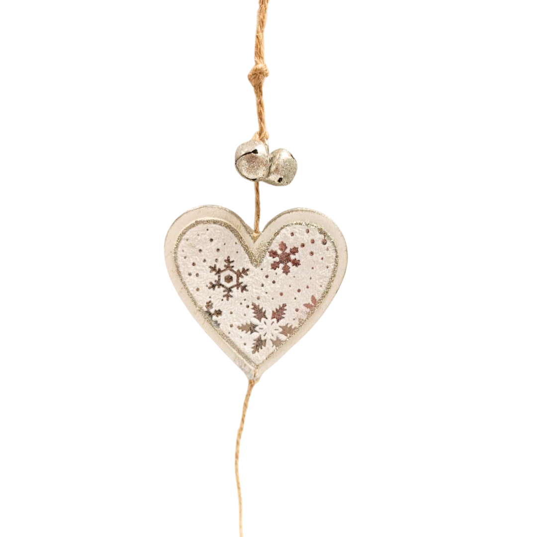 Girlande - Herzen Stoff mit Schneeflocken und Glocken RESTPOSTEN