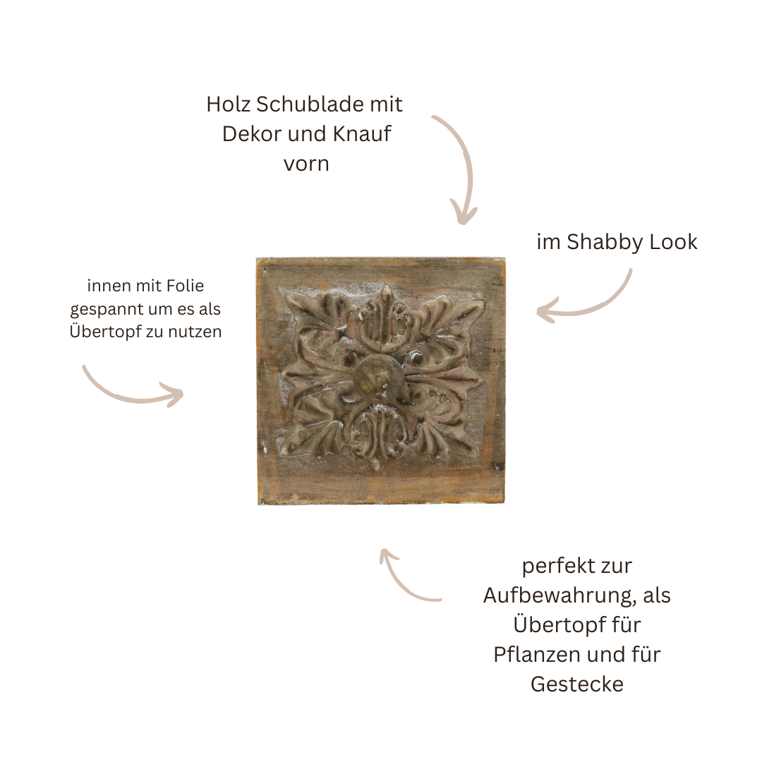 Holzbox Schublade - Shabby - 12x12