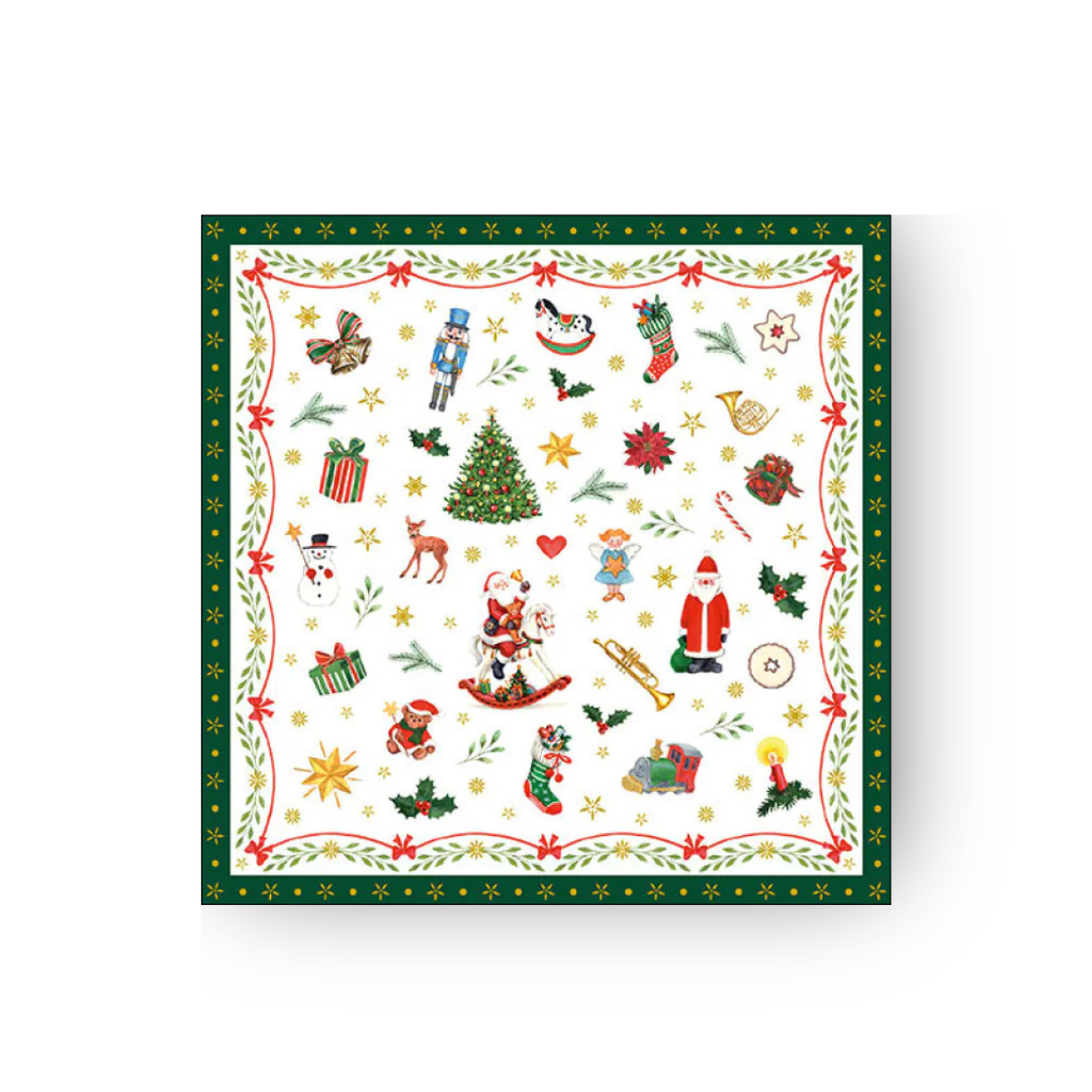 Papierserviette M - Ornaments All Over Green