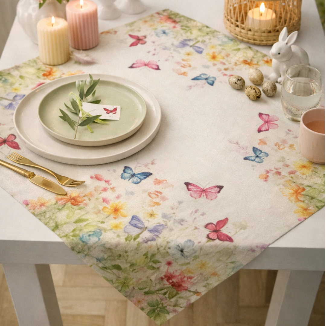 Tischdecke - Butterflies in field - 90x90