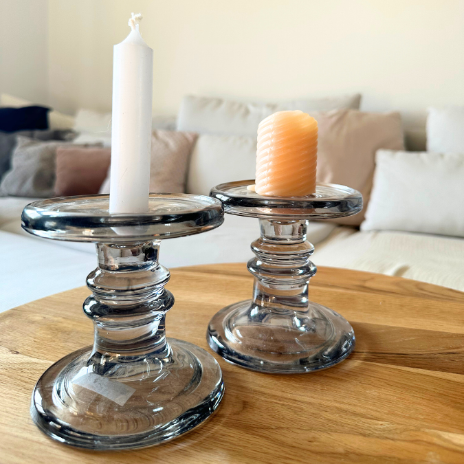 Kerzenhalter Glas - grey M