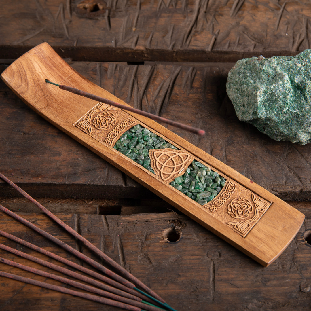 Räucherstäbchenhalter - keltischer Knoten mit Aventurin