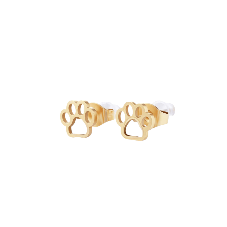 Ohrringe - Pfote - Edelstahl gold
