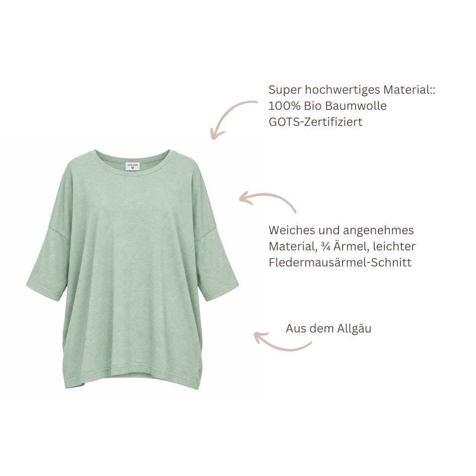 Blusenshirt - Feinstrick- Bio Baumwolle - salbei