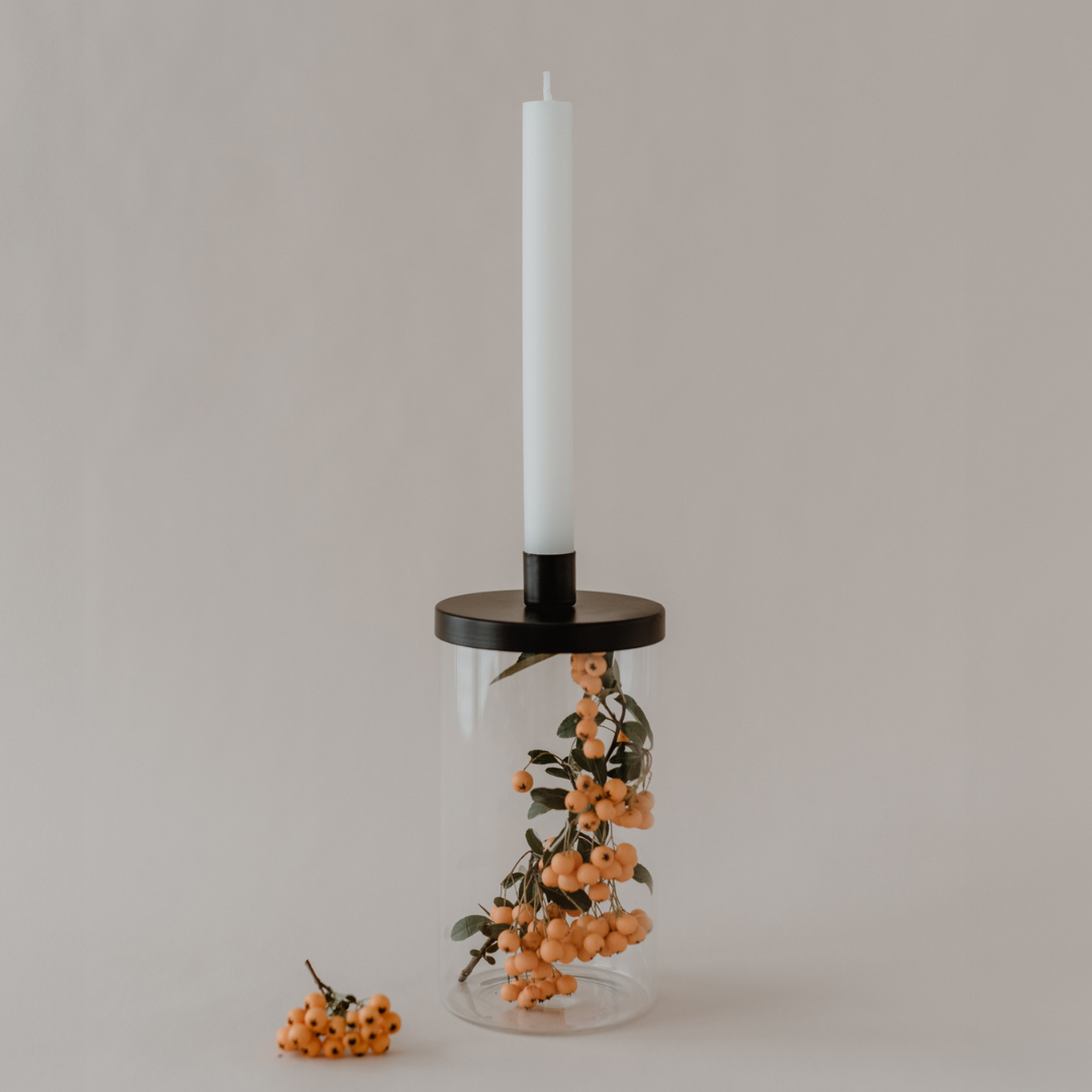 Kerzenhalter Metall - schwarz - für Vorratsgläser