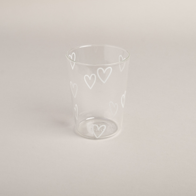 Trinkglas - Herzen weiß