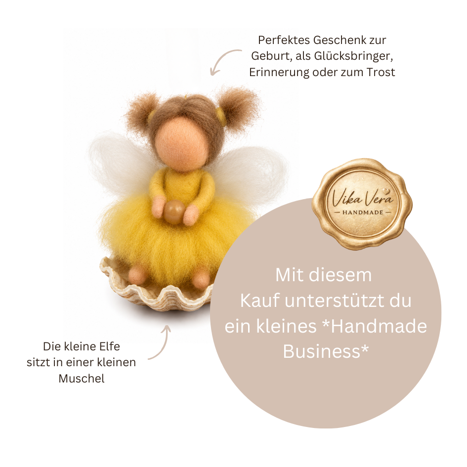 Filzengel - Elfi Meeresflüsterin - gelb