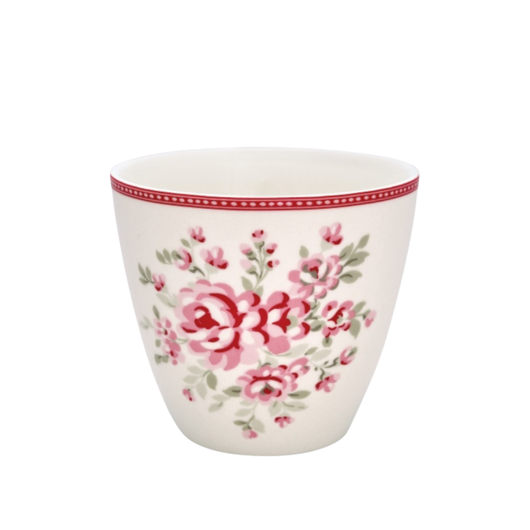 GreenGate Latte Cup Flora Vintage aus der Kollektion 2018 mit romantischem Rosenmuster in Rosa, Rot und gedeckten Vintage-Tönen.