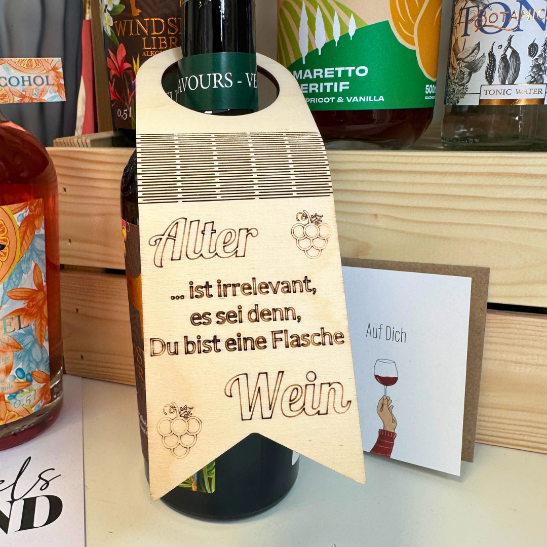 Weinflaschen Geschenkanhänger - Vino nie no