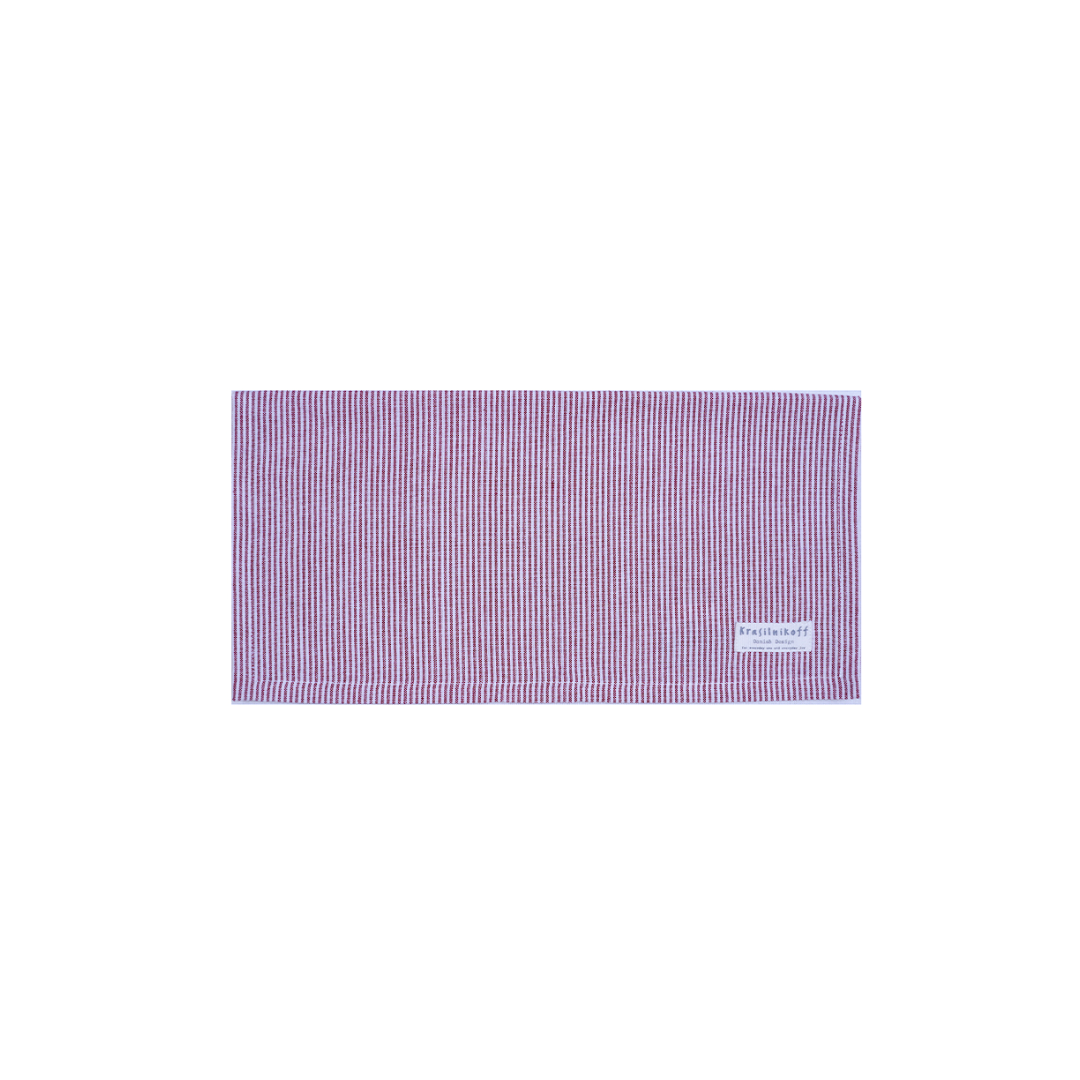 Krasilnikoff Stoffserviette Thin Stripes Red mit feinen rot-weißen Streifen im Format 40 x 40 cm.