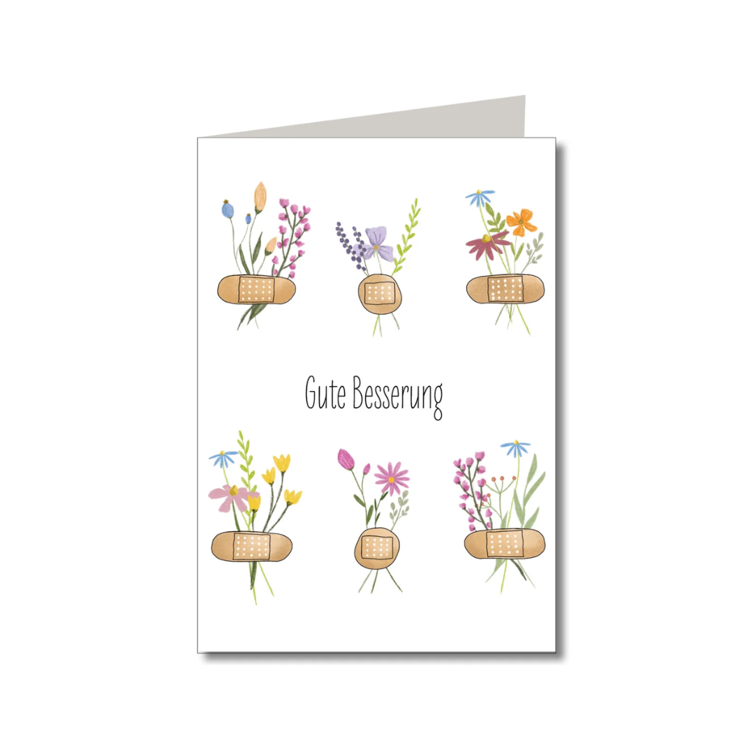 Doppelkarte m. Umschlag • Gute Besserung Pflaster