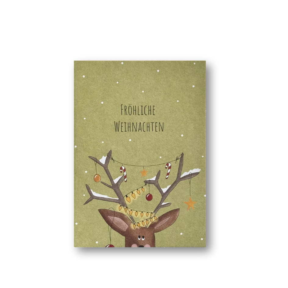 Postkarte • Fröhliche Weihnachten Rentier