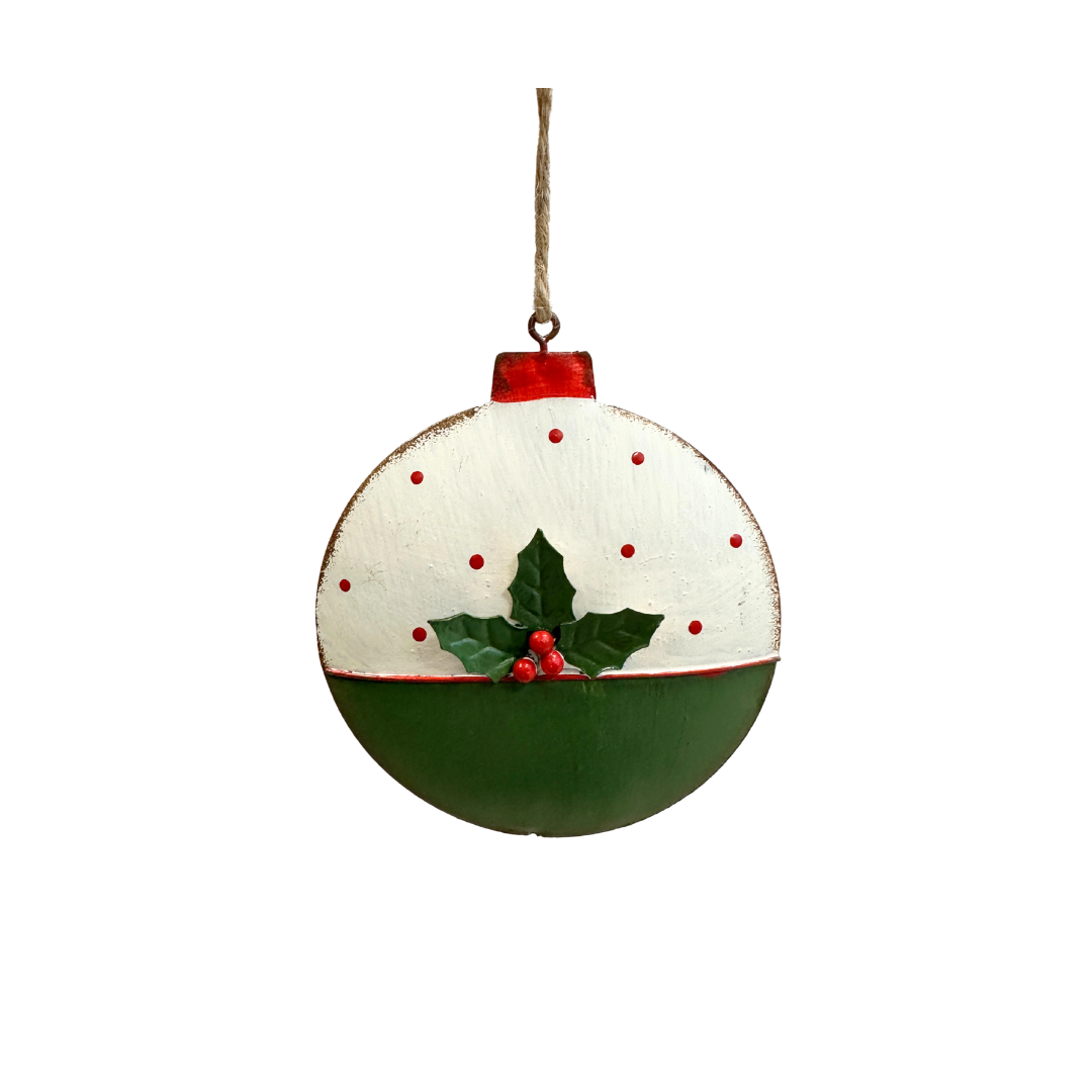 Dekohänger - Weihnachtskugel flach - Metall grün