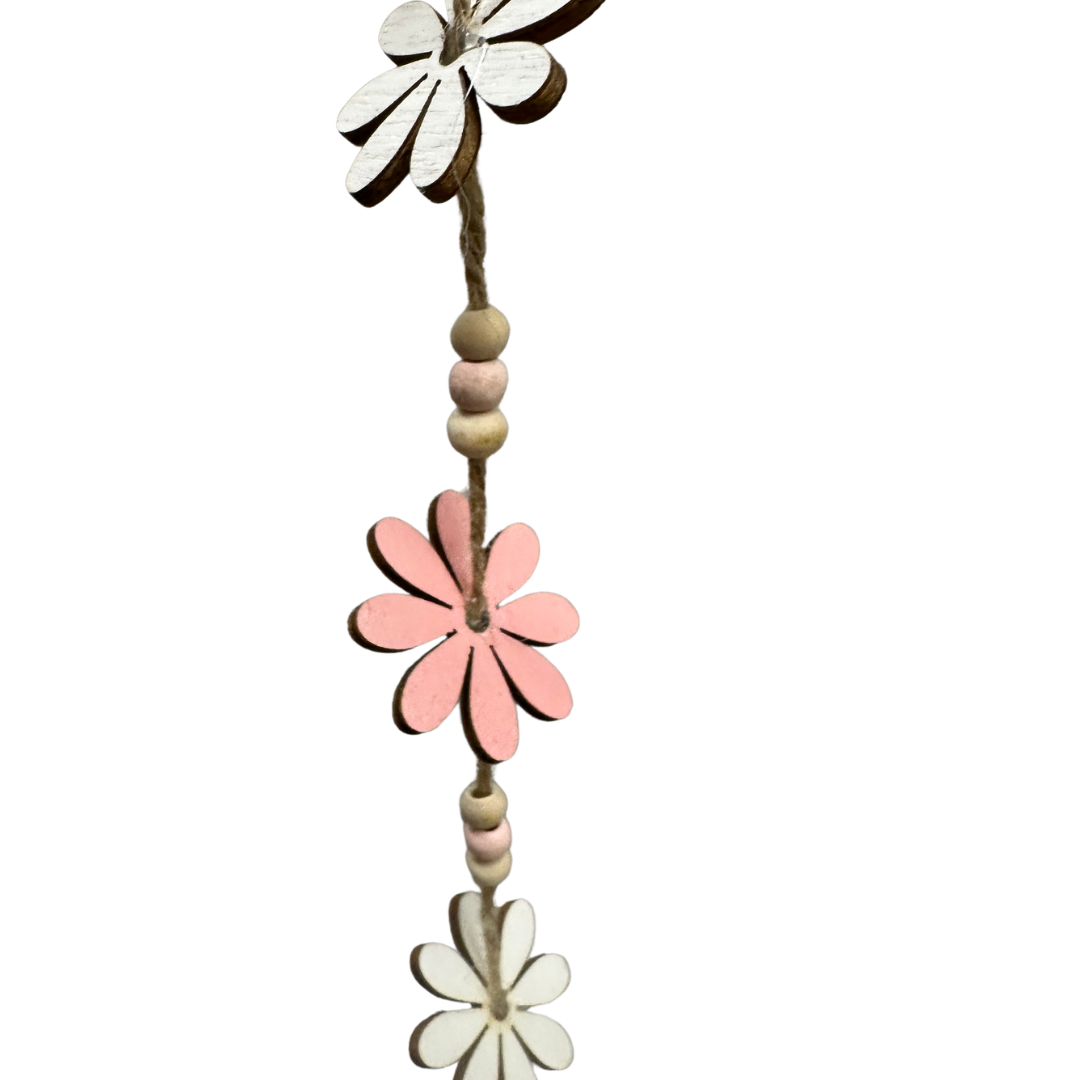 Holz Girlande mit Blumen - 130cm