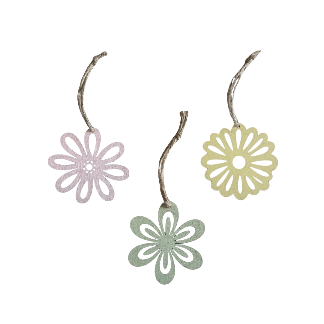 Holzhänger - Blüte grün