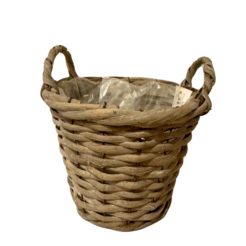 Pflanzkorb hoch m. Henkel - grau