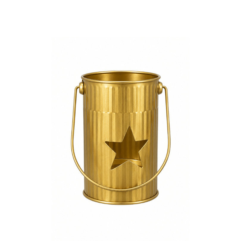 Metall Laterne - Stern gold
