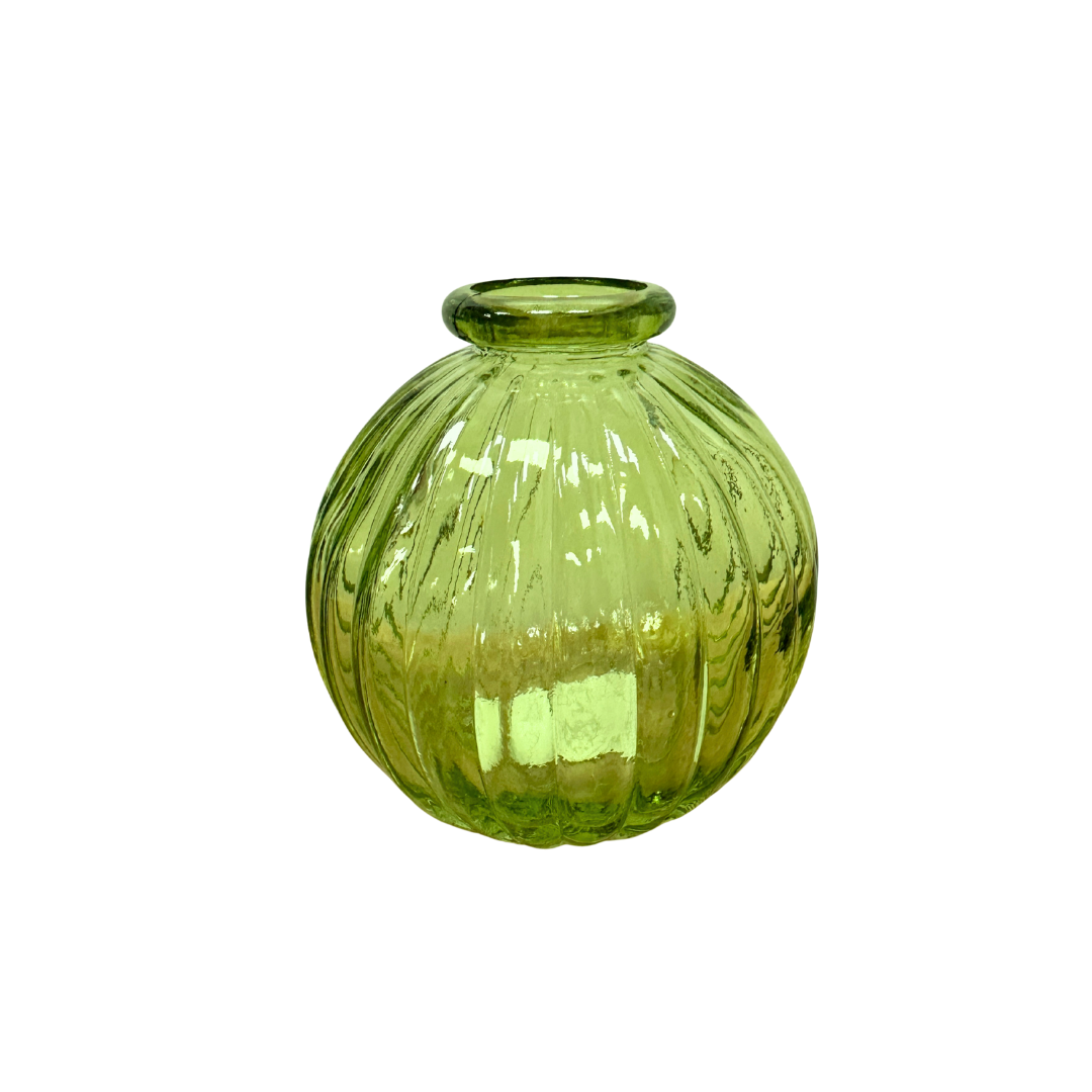 Glasvase Mini - Rillen - grün