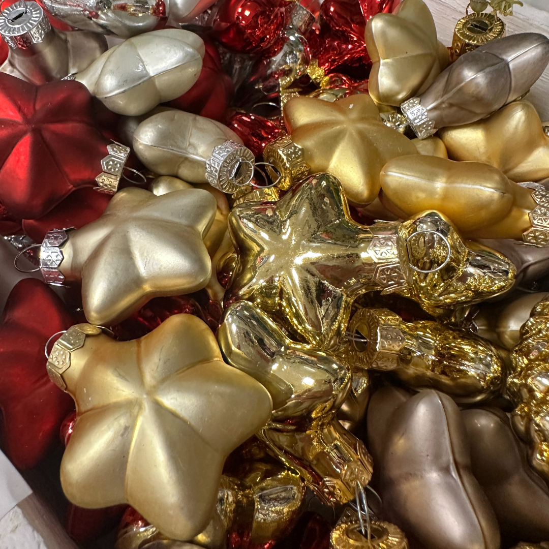 Mini-Weihnachtskugeln - Stern - Gold - matt oder glänzend