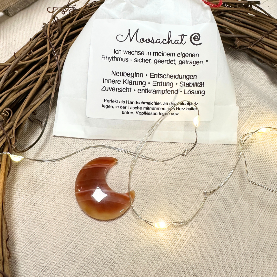 Edelstein - Moosachat Mond - Erdung, Neubeginn & Vertrauen