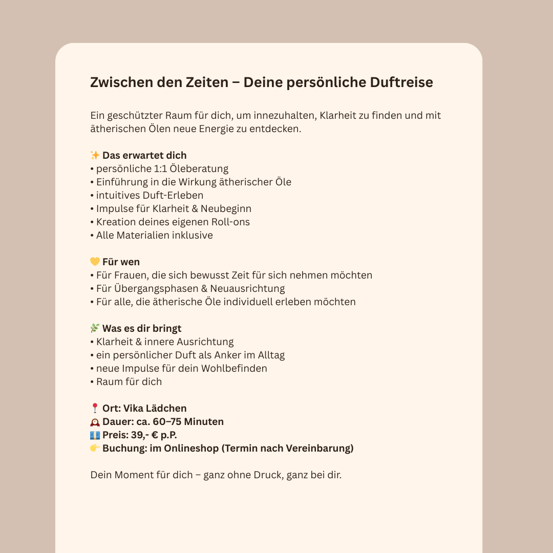 Event • Öleberatung - Dein Duft für Klarheit & Neubebginn • Termin deiner Wahl