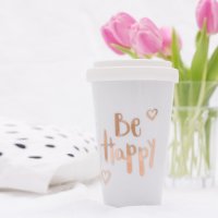 Kaffeebecher - Be Happy GOLD