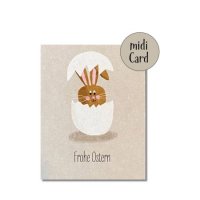 Postkarte Mini - Frohe Ostern Hase Ei