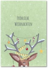 Postkarte - Fröhliche Weihnachten Rentier