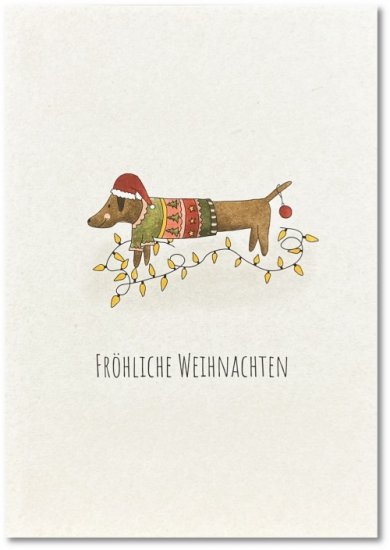 Postkarte - Weihnachtsdackel - zum Schließen ins Bild klicken