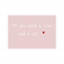 Postkarte QUER - All you need is love and a cat