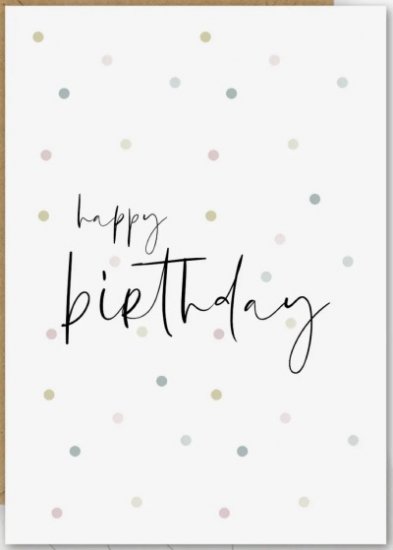 Postkarte - Minimal - Happy Birthday Punkte - zum Schließen ins Bild klicken