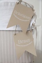 Hochzeits Wimpel - Papier - Braut Bräutigam - 2er SET