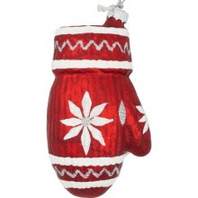 Weihnachtskugel - Handschuh - Snowflake red