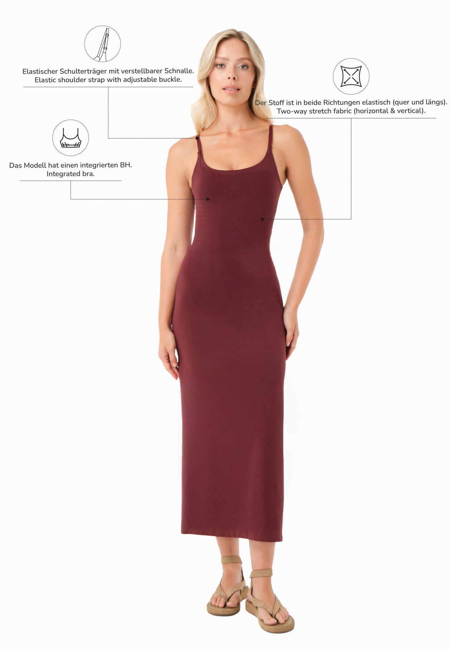 Kleid - DIANNA - Bio-Baumwolle - bordeaux