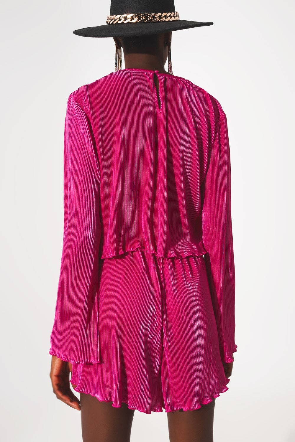 Crop-Top - FUCHSIA - plissiert