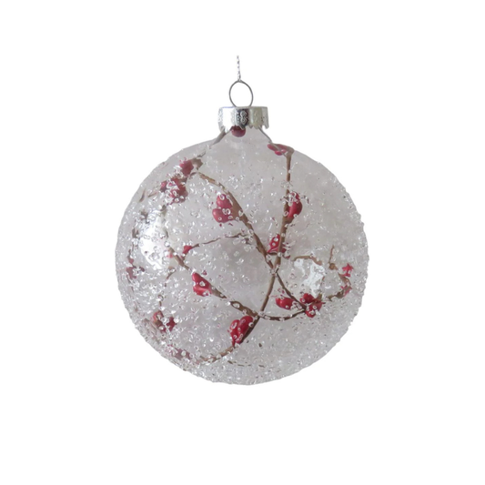 Weihnachtskugel - Beerenzweig klar geeist
