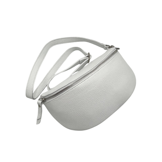 Gürteltasche - Echtleder - Hergestellt in Italien - weiß