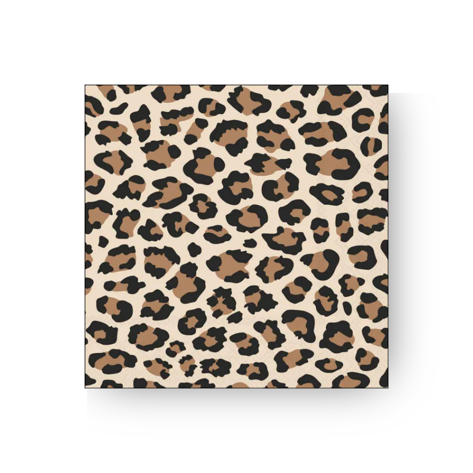Papierserviette M - Leopard pattern brown