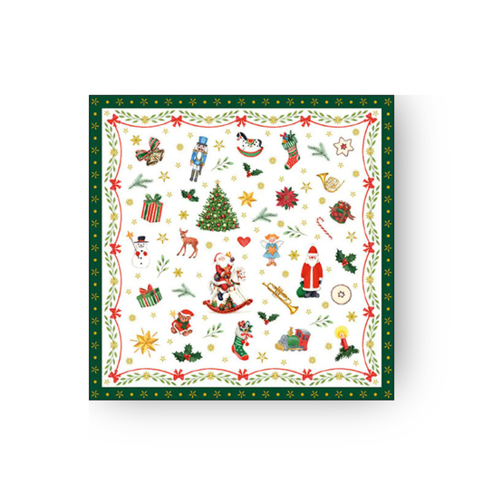 Papierserviette M - Ornaments All Over Green