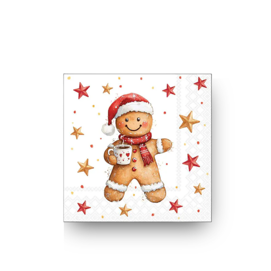 Ambiente Papierservietten Cocoa and Cookie im weihnachtlichen Design mit Lebkuchen- und Wintermotiven, 20 Stück, 3-lagig.