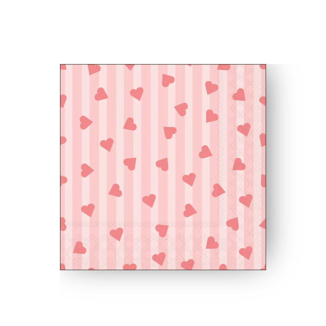 Papierserviette M - Sprinkled Hearts pink