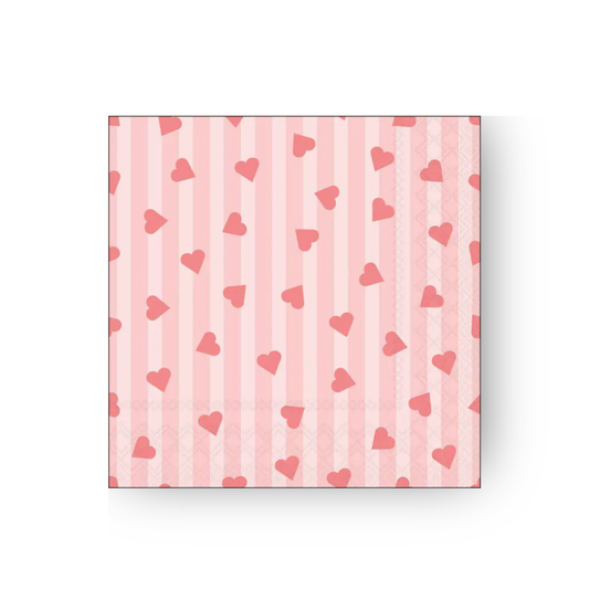 Papierserviette M - Sprinkled Hearts pink