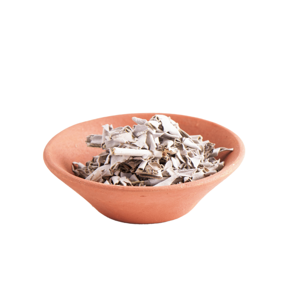 Loser Weißer Salbei Salvia apiana von Berk im 10-g-Tütchen mit kleinen getrockneten Blättern zum Räuchern auf Kohle oder Räuchersieb.
