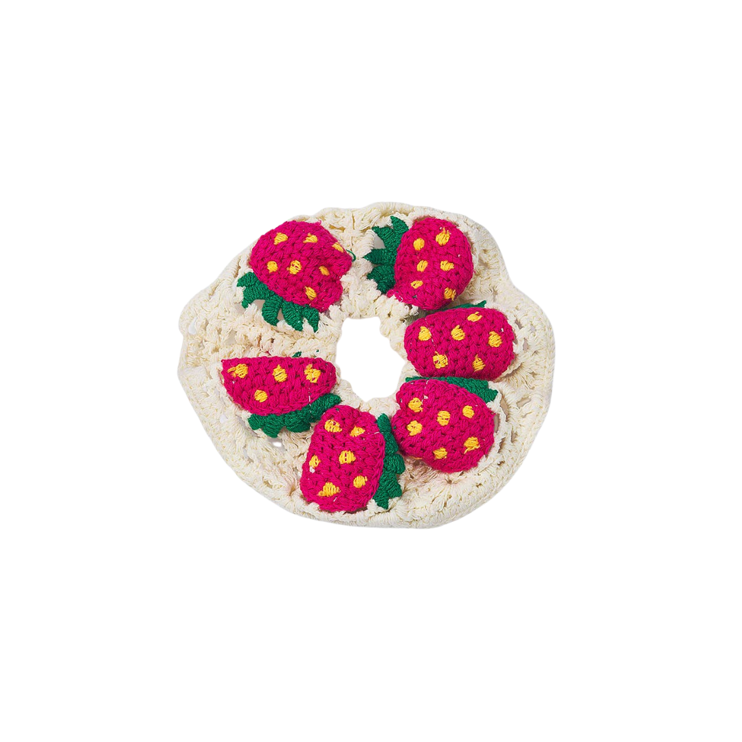 Gehäkelter Scrunchie - Erdbeeren - 12cm