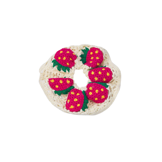 Gehäkelter Scrunchie - Erdbeeren - 12cm