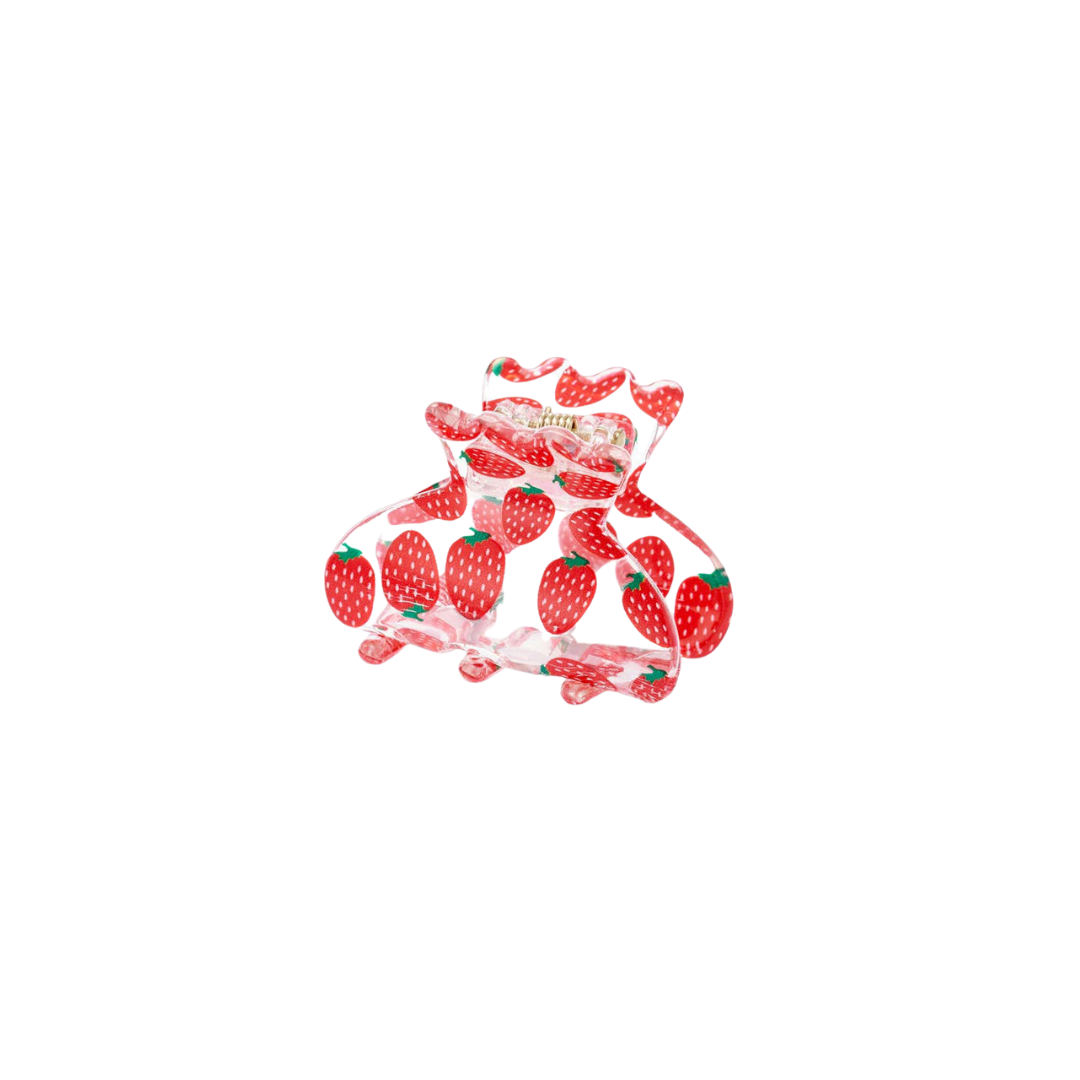 Transparente Haarspange - Erdbeeren - 4cm