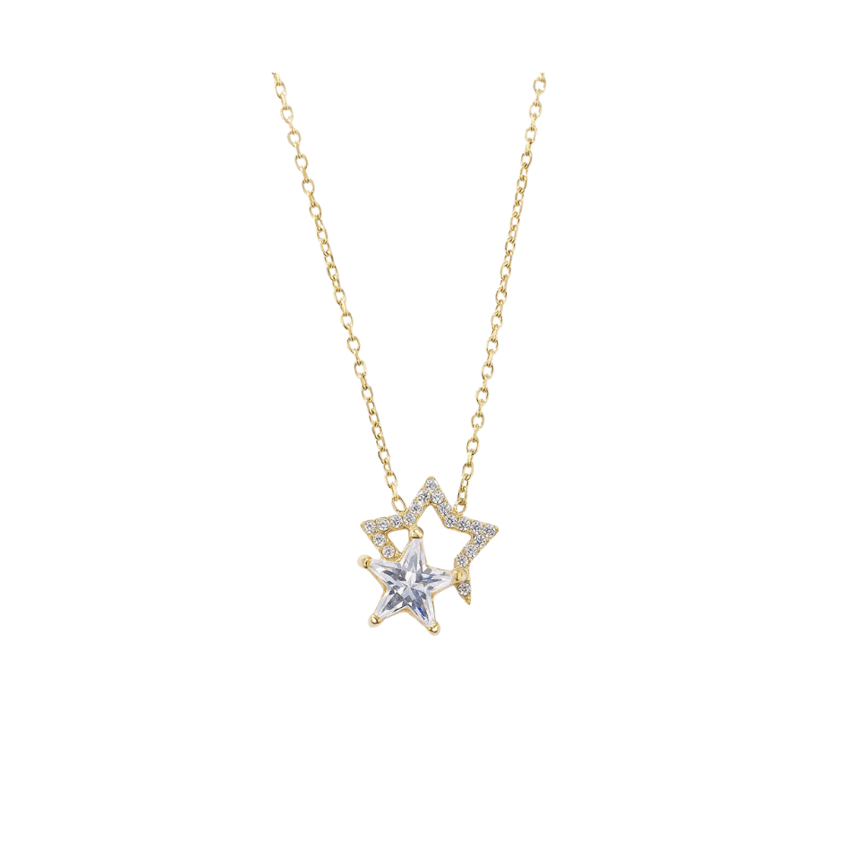 Kette - Stern mit Steinen - gold