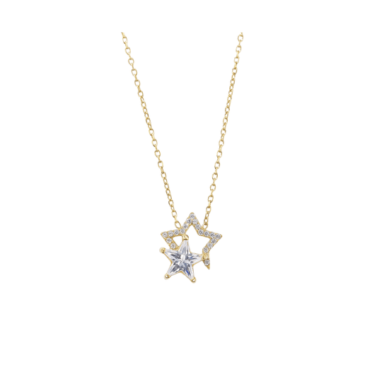 Kette - Stern mit Steinen - gold