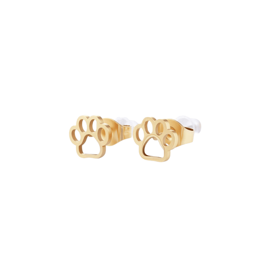 Ohrringe - Pfote - Edelstahl gold